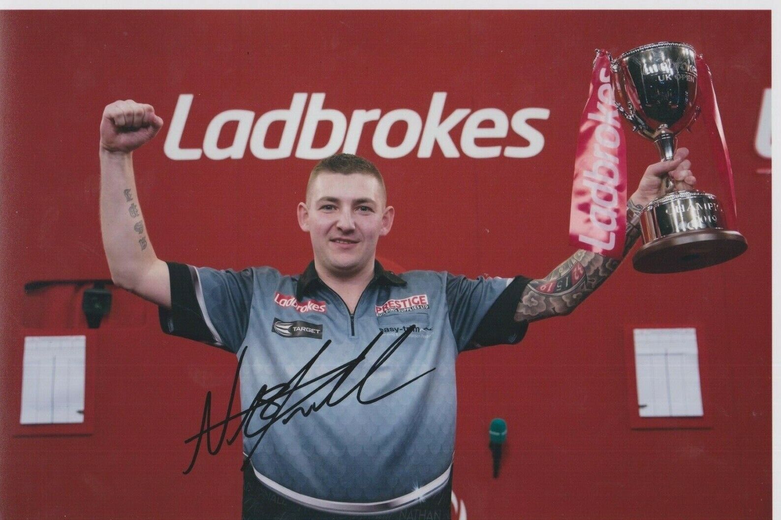 Nathan Aspinall **HAND SIGNED** 8x12 Photo Poster painting ~ Darts ~ AUTOGRAPHED