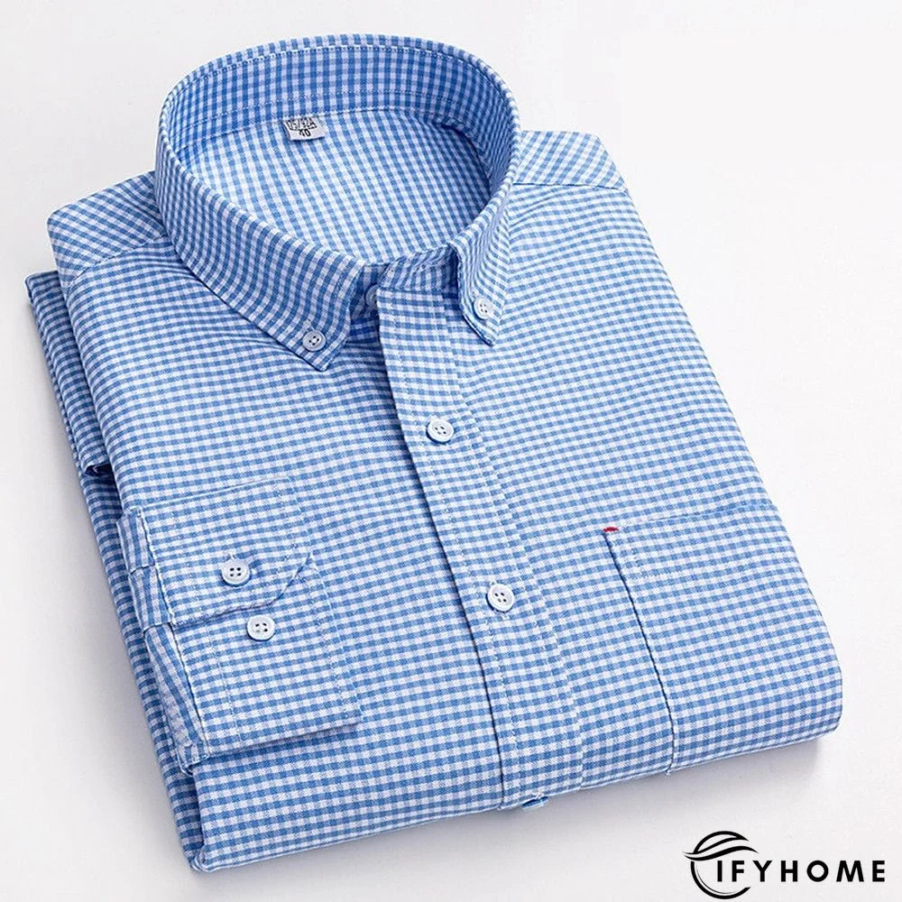 Men's Denim Shirt Turndown Spring &  Fall Long Sleeve A B C Plaid / Striped / Chevron / Round Daily Wear Clothing Apparel Print | IFYHOME