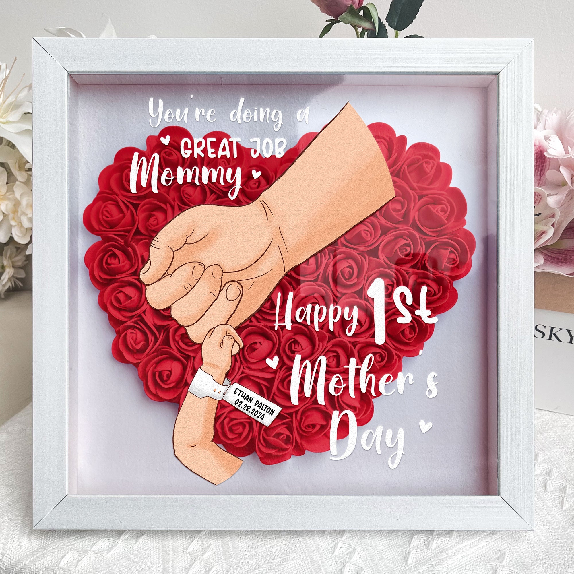 Loveyoufancy You're Doing A Great Job Mommy - Personalized Flower Shadow Box