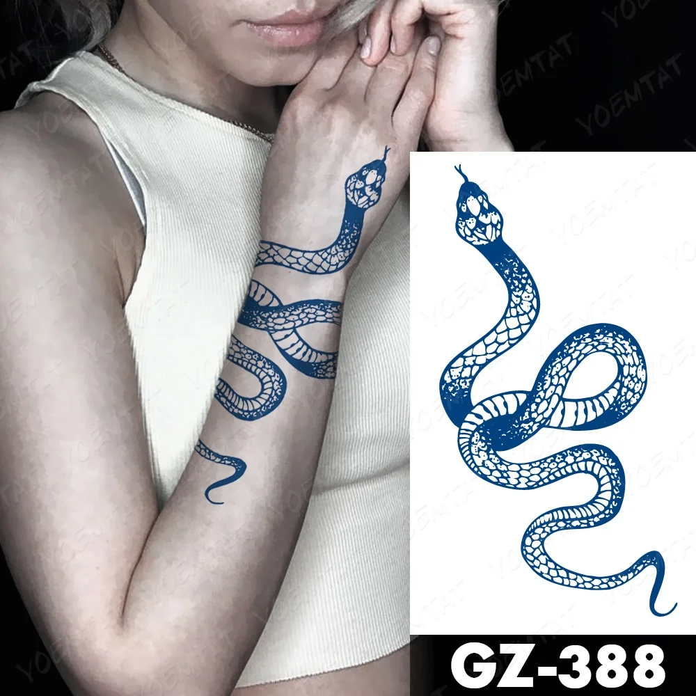 Sdrawing Juice Lasting Ink Waterproof Temporary Tattoo Sticker Genipin Herbal Tatoo Women Body Art Fake Tatto Snake Flower