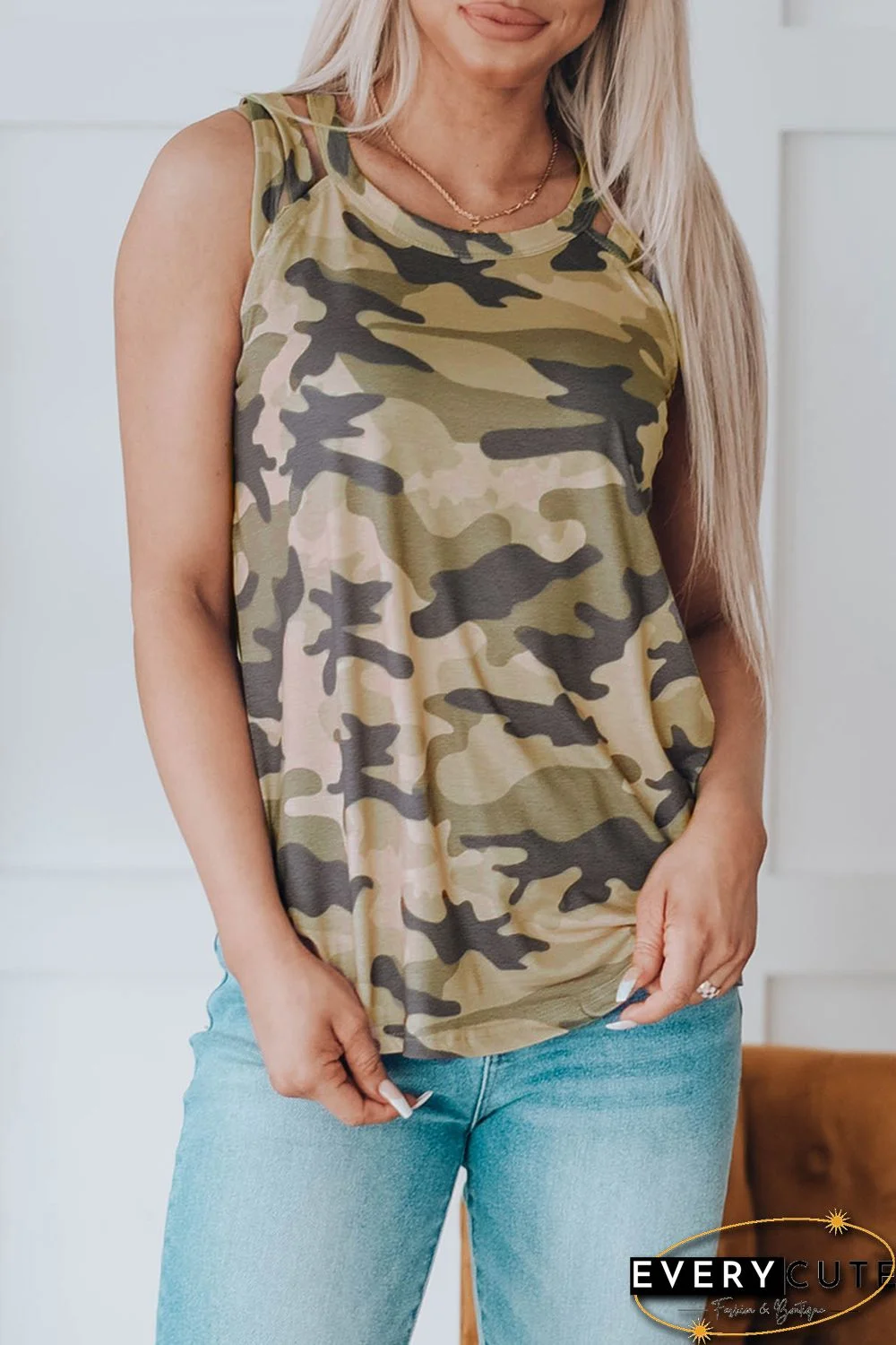 Blank Apparel - Camo Crisscross Shoulder Tank