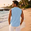 Men's Linen Sleeveless Vest, Casual Button Front Beach Shirt, Summer Vacation Top by Inlyline