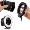 Outdoor Macro LED Ring Flash Set with LCD Display, Power Control, Adapter Rings and Flash Diffuser, Universal for Canon, Nikon, Panasonic DSLR Cameras Universal Flash