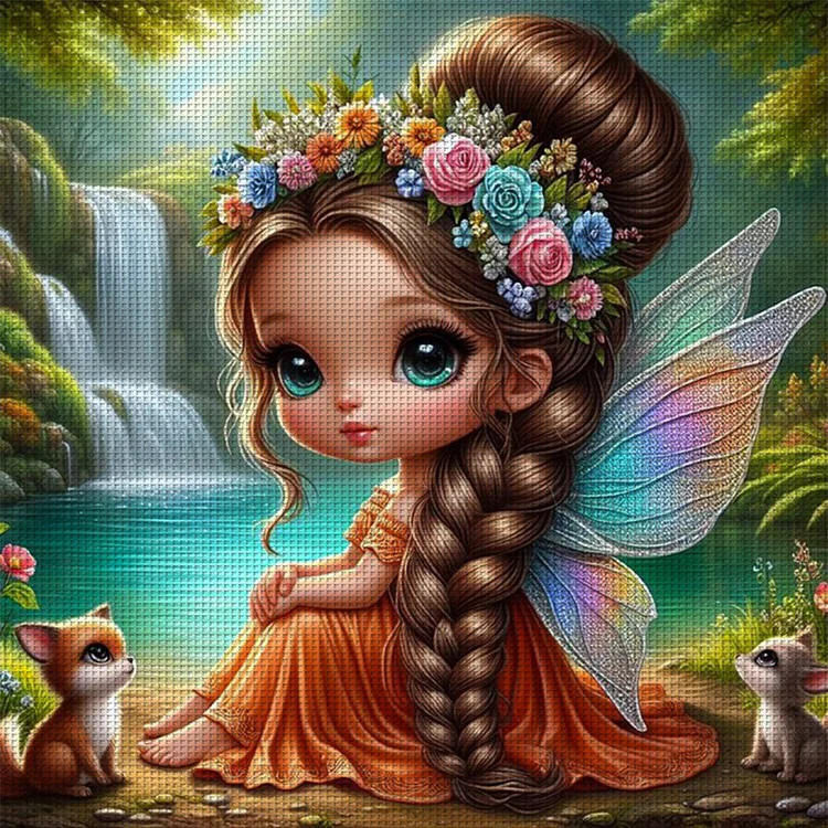 【Huacan Brand】Fairy Girl By The Lake 11CT Stamped Cross Stitch 40*40CM