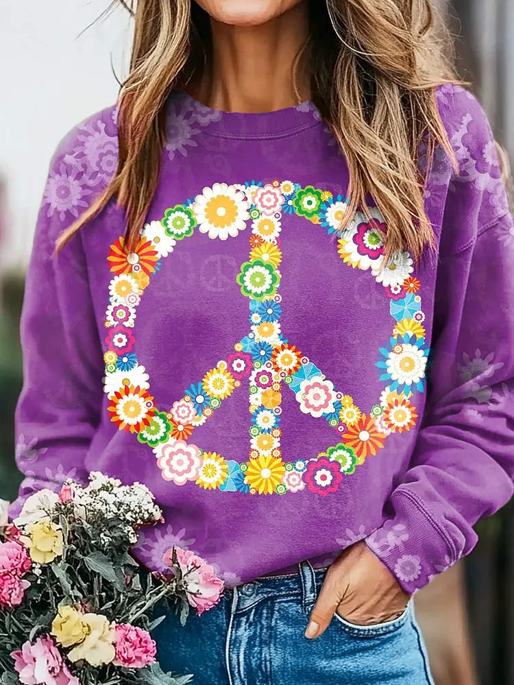 Floral Hippie Art Print Sweatshirt