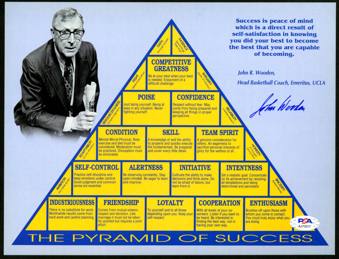 Coach John Wooden SIGNED 8x10 Photo Poster painting Pyramid of Success UCLA PSA/DNA AUTOGRAPHED