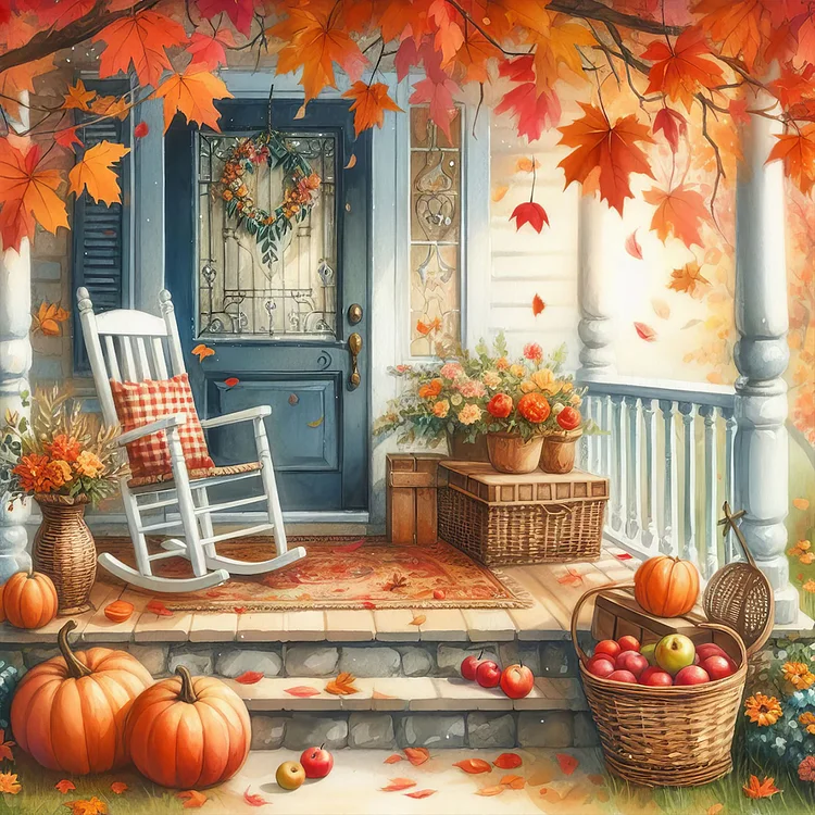 Autumn Courtyard - Full Round - Diamond Painting(40*40cm)