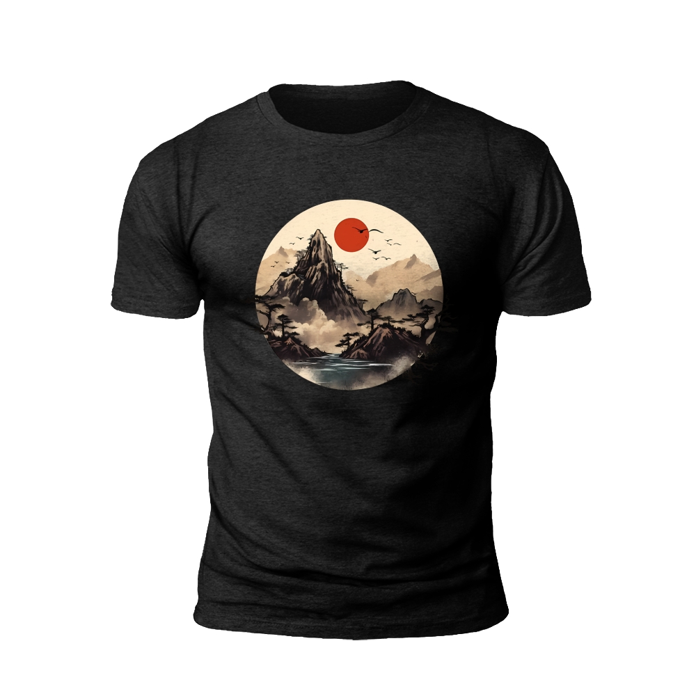 Sunset Serenity: Mountain Landscape T-shirt