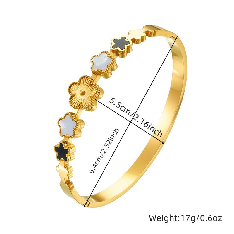 Fashion Flower Stainless Steel Electroplating Bangles