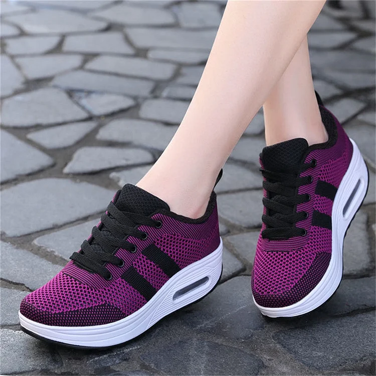 Women Platform Sneakers Lightweight Air Cushion Gym Fashion Shoes Breathable Walking Running Athletic Sport QueenFunky