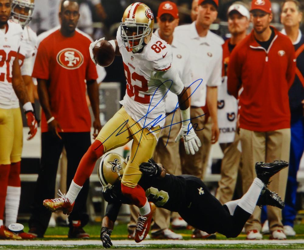 Mario Manningham Autographed 49ers 16x20 Avoiding Tackle Photo Poster painting- JSA Auth