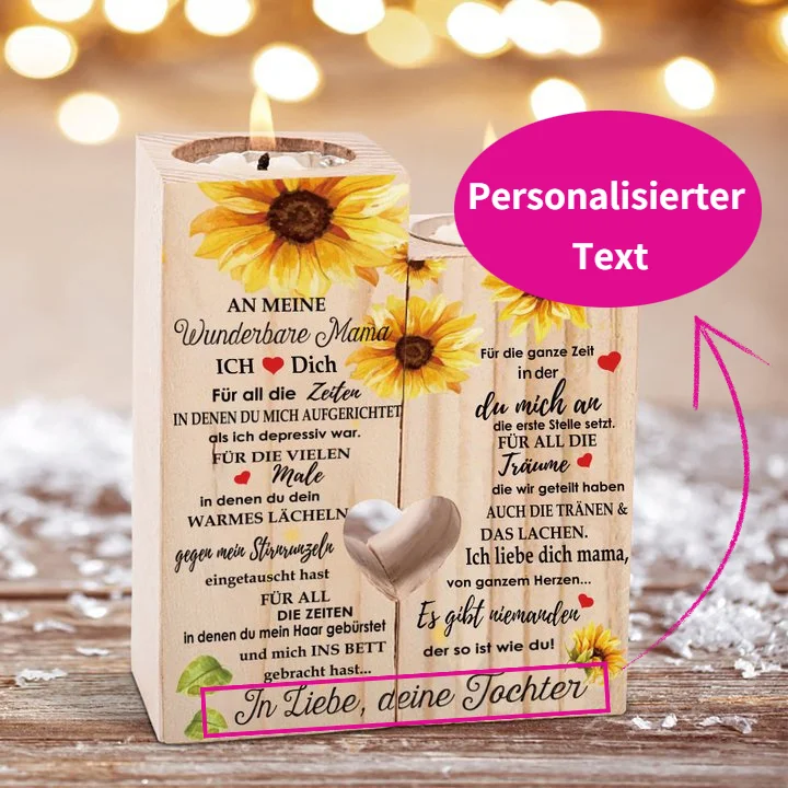 Personalisierter Text - An Meine Wunderbare Mama - Ich Liebe Dich Sonnenblume Kerzenhalter 