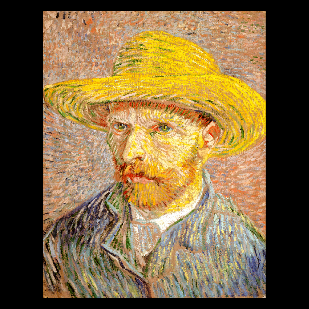 VAN GOGH SELF PORTRAIT WITH A STRAW HAT IN 1887 CANVAS ART