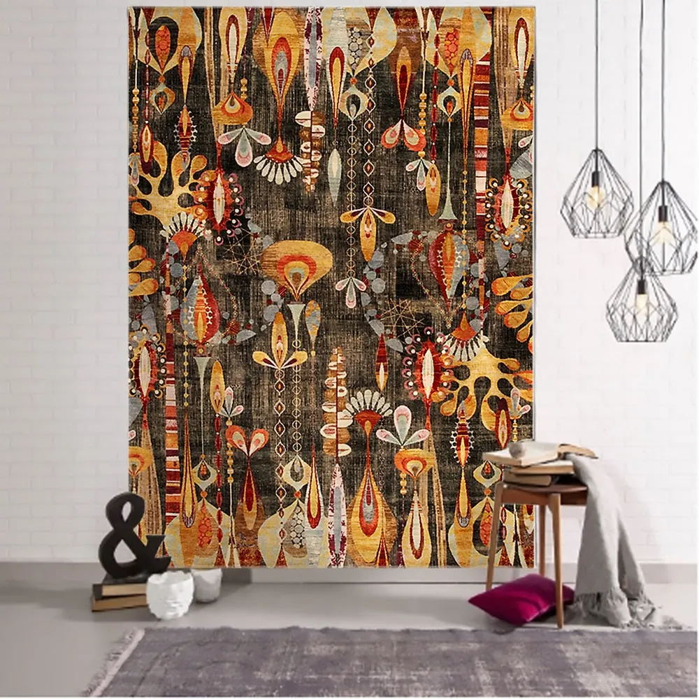 Antique Abstract Flower Illustration Tapestry Wall Hanging Bohemia Art Print Tapestry Room Home Decoration