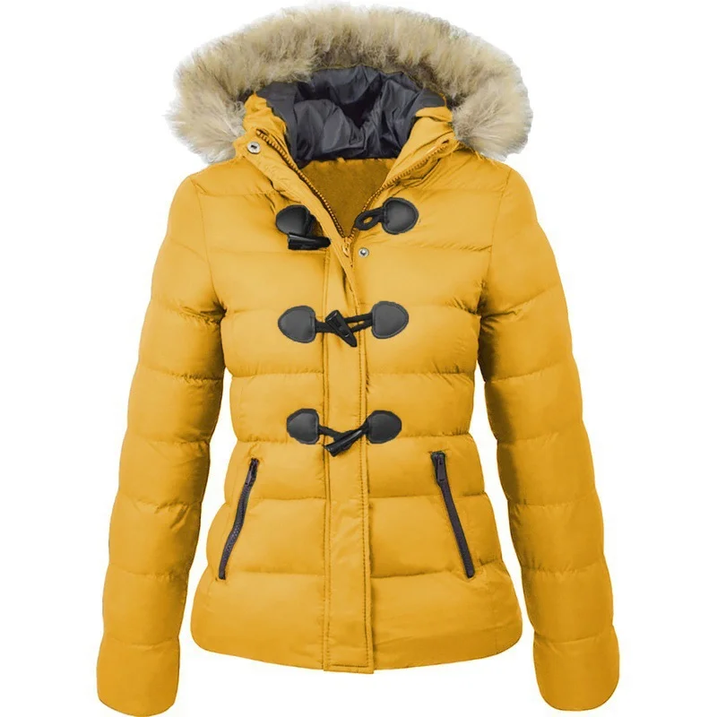 Smiledeer Fashionable Women's Warm Horn Buckle Cotton Coat