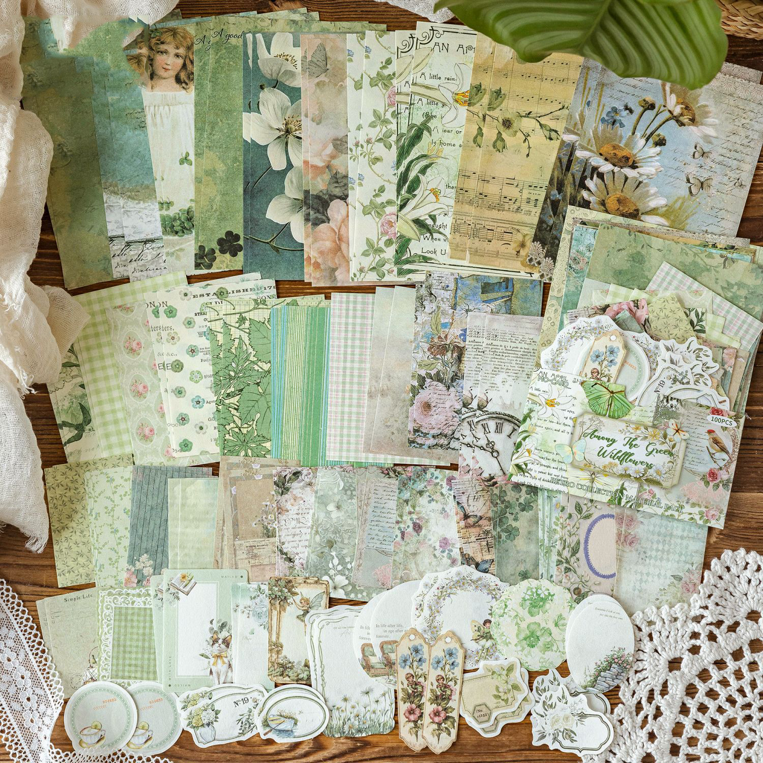 재료 패키지 - 시골 우체국 시리즈 빈티지 꽃 모양 중공