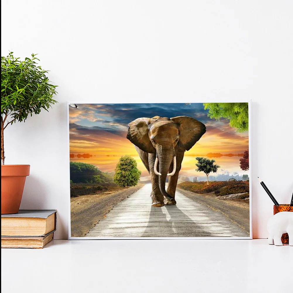 Full Round Diamond Painting 40*30cm - African Elephant