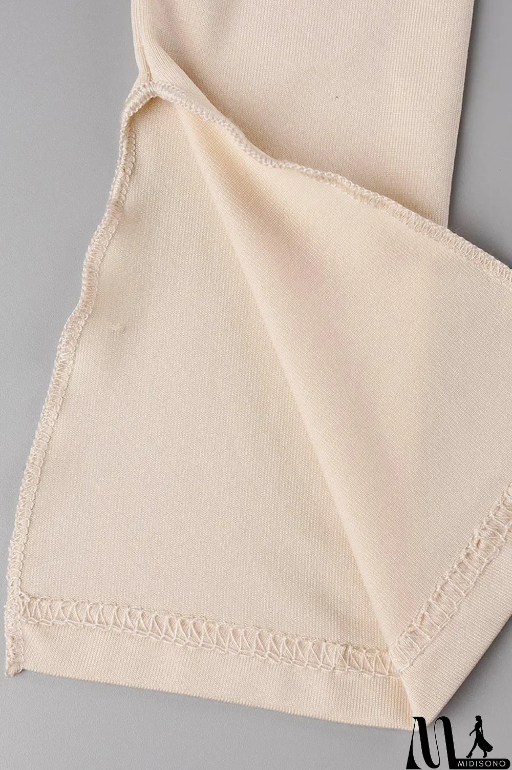 MidiSono - Apricot Fashion Sexy Solid Slit Turndown Collar Long Sleeve Dresses