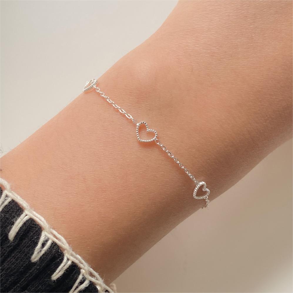 925 Sterling Silver Korean Heart Silver Handmade Bangles