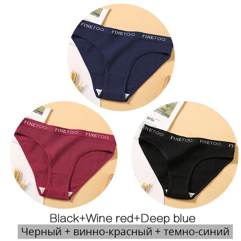 FINETOO Cotton Letter Panties Women M-2XL Casual Briefs Female Underpants Fashion Lady Underwear Girl Soft Panty Women Intimates