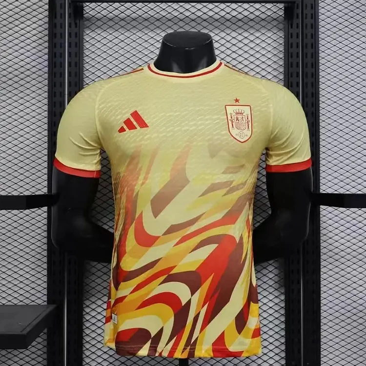 2024 Player Edition Spain Yellow Special Football Jersey