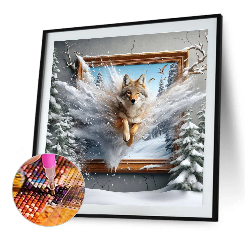 Diamond Painting - Full Round Drill - Wolf Out of the Frame(Canvas|40*40cm)
