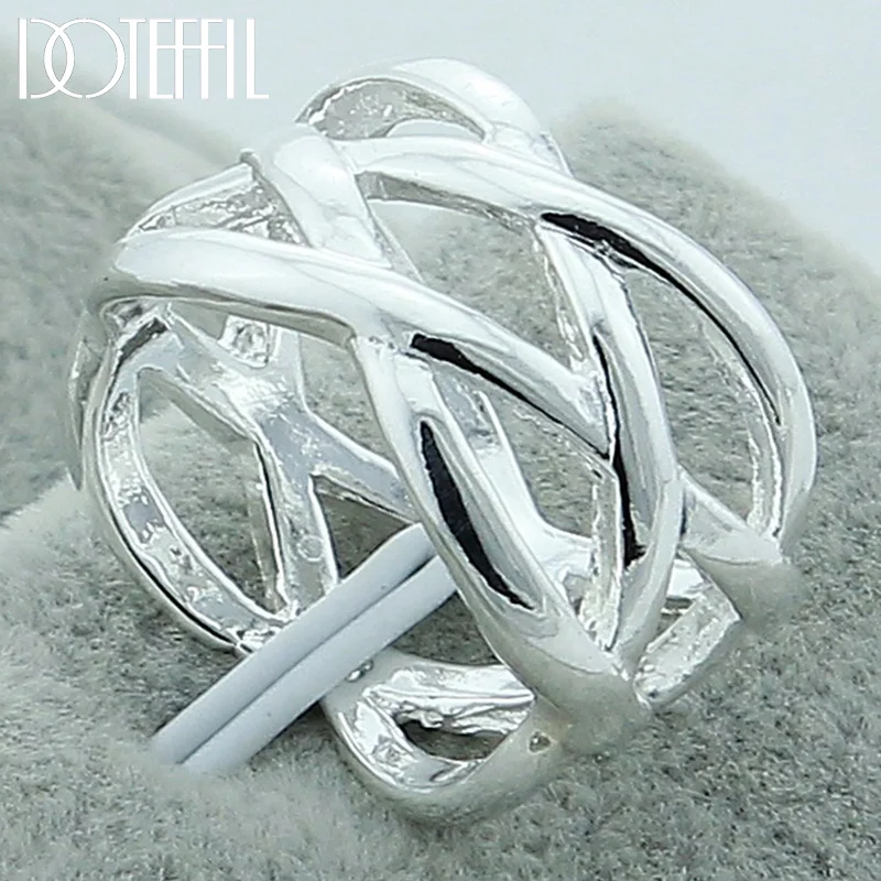 DOTEFFIL 925 Sterling Silver Cross Intertwined Ring For Women Jewelry