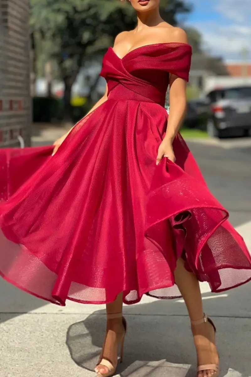Fashion Solid Split Joint V Neck Waist Skirt Dresses(4 colors) main image 0