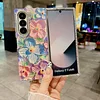 Oil painting flowers blue light rhinestones for Samsung Z Fold mobile phone case