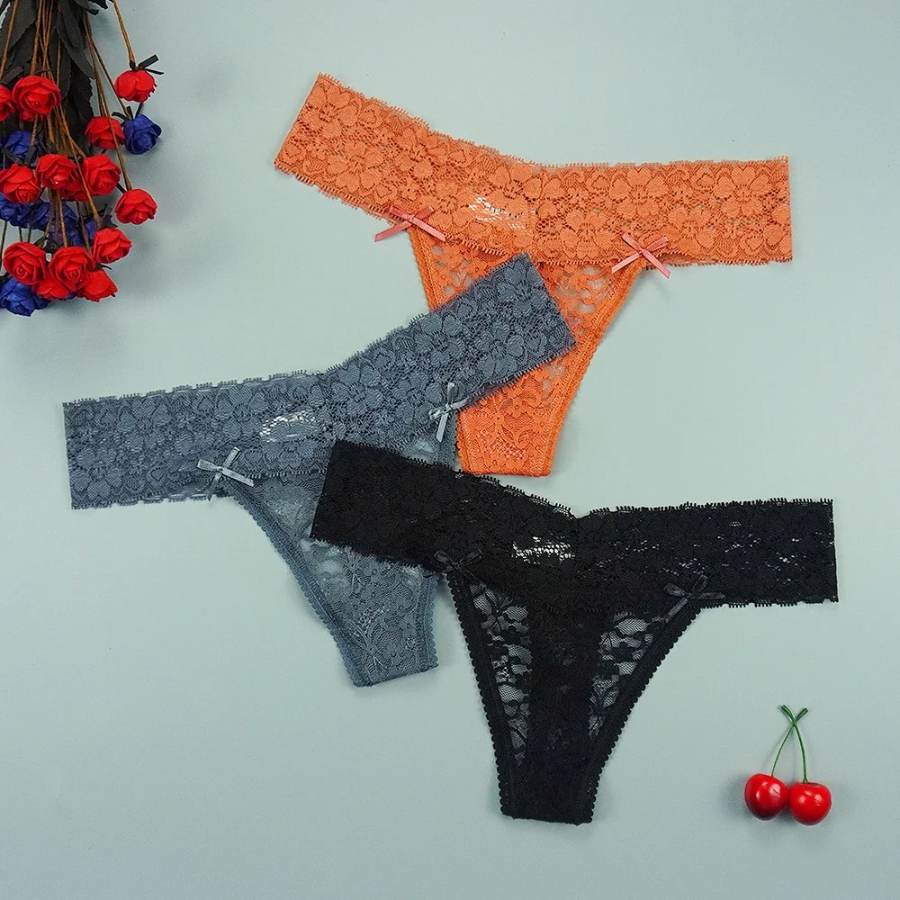 Billionm Sexy Full Lace Panties Women Thongs Hollow Out String Transparent Seamless Underpants Tangas Super Low Waist T-back