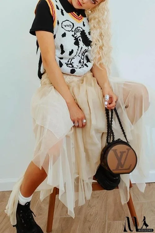 MidiSono - Dalmatian Jacquard Sweater Vest