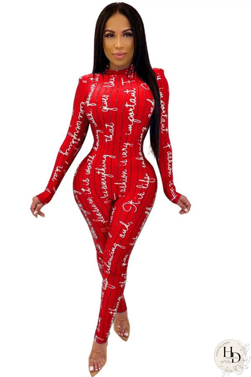 Red Fashion letter Print Polyester Long Sleeve O Neck