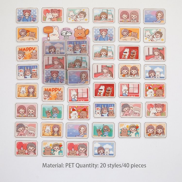 JOURNALSAY telado 40Pcs/Set Mini PET Comics Cartoon Kawaii Girl Sticker Pack