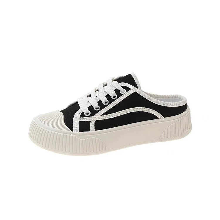 Churchf Churchf Flat Slippers Women 2024 Spring And Summer Autumn New Canvas Shoes Soft Sole Half Slippers Casual Sports Board Shoes Women