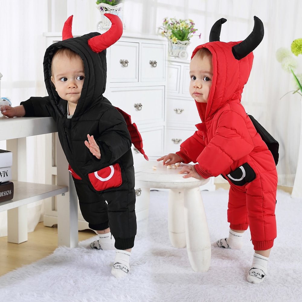 Infant Baby Toddler Devil Ox Horn Romper Jumpsuit Onesie-Pajamasbuy