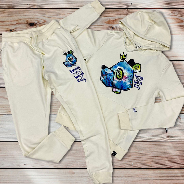 White Money Makes The World Go Crazy Robot Dog Hoodie
