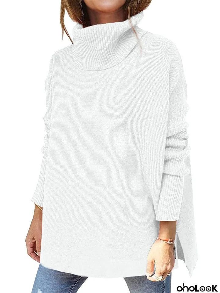 Stylish Turtle Neck Bat Wing Sleeve Sweaters