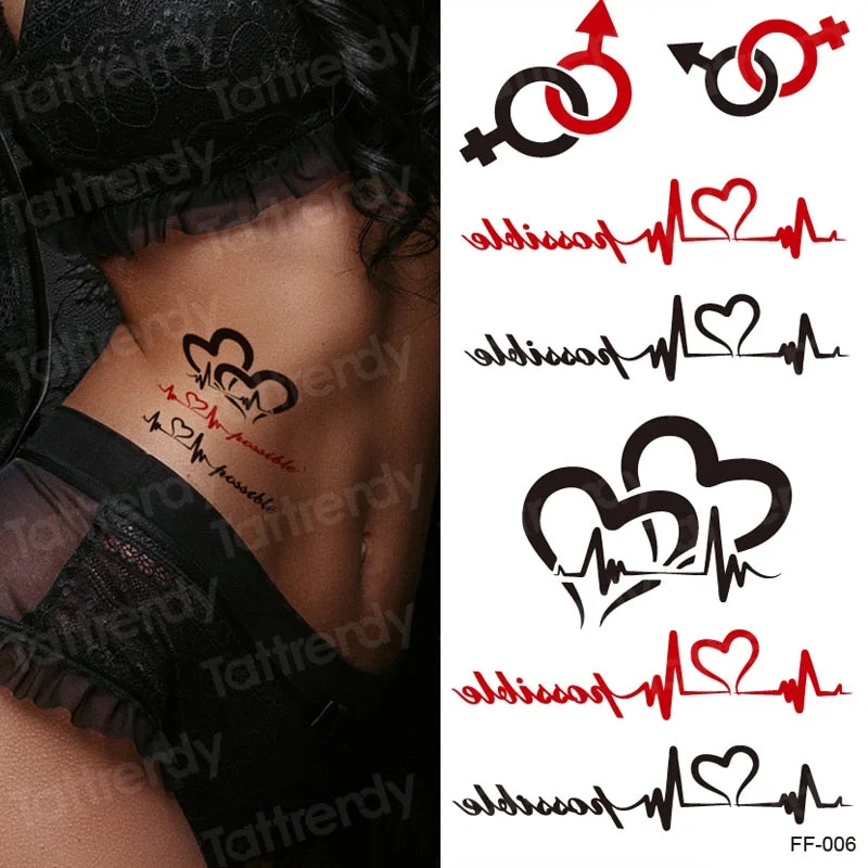 fake tatoo letter black english words tattoo lettering heart minimalist tattoo sticker for women mens girls body art hand back