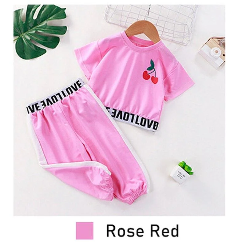 Newborn Baby Clothes Suit Kids Children Baby Girl Short-Sleeved Tops Trousers Alphabet Costume 2-Piece Set