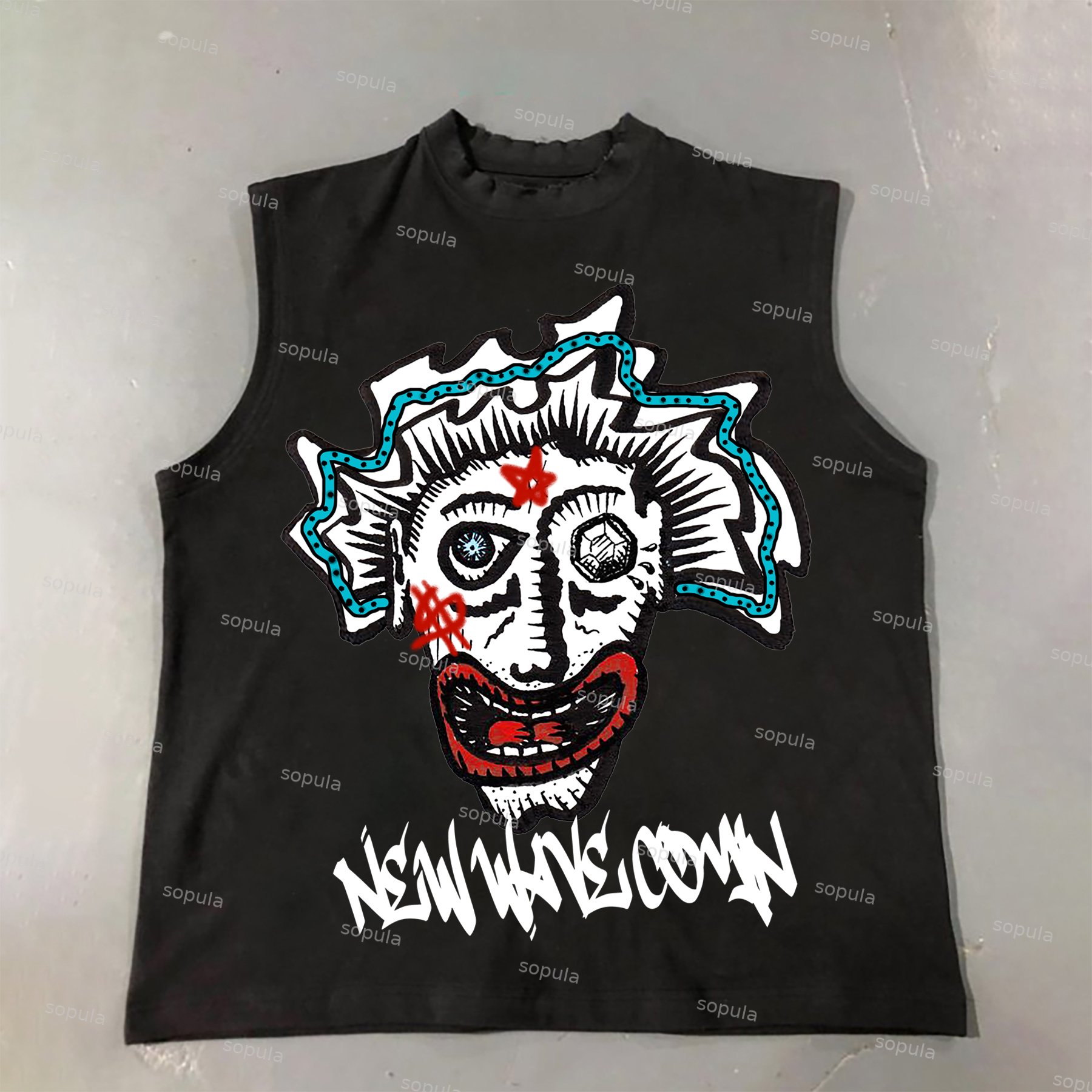Sopula Retro Street Pattern Sleeveless Cotton Tank Top - Sopula ｜Premium Graphic Tees & Graphic Streetwear