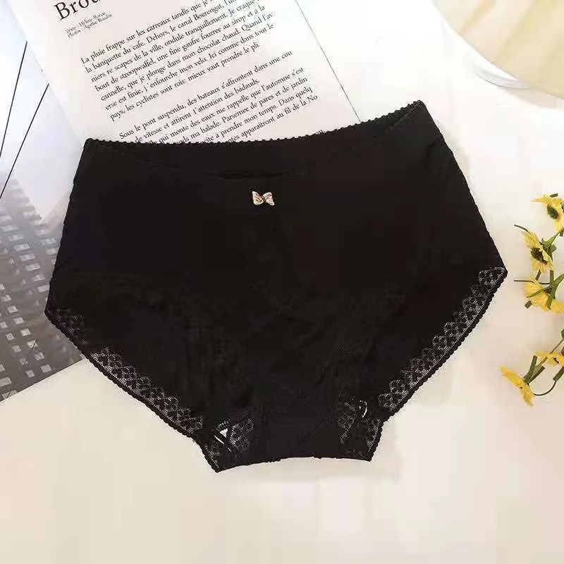 New Women's Cotton Underwear Sexy Lace Panties Fashion Seamless Plus Size Comfort Briefs Mid Waist Seamless Underpants Lingerie
