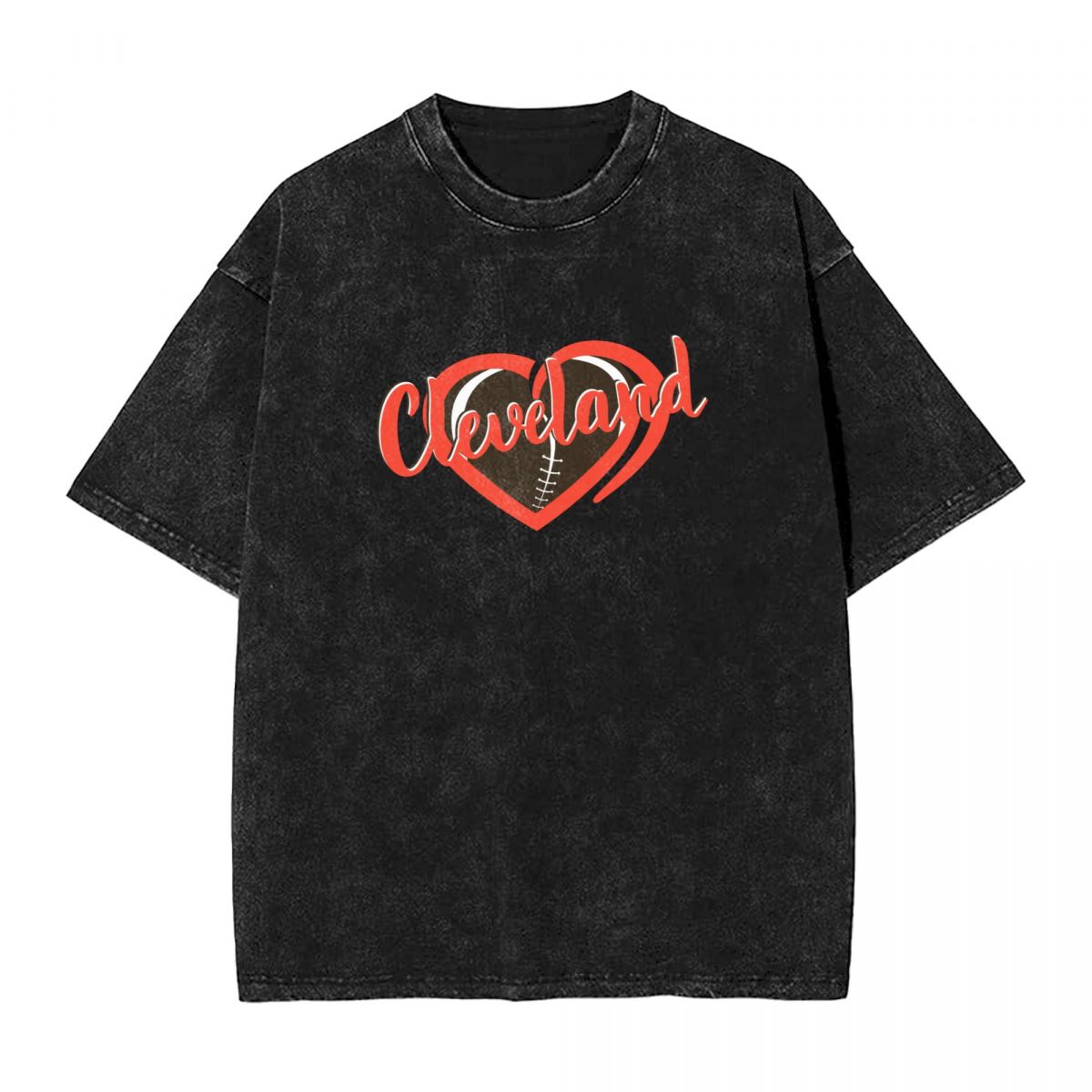 Cleveland Browns On Hearts Ball Men's Oversized Streetwear Tee Shirts