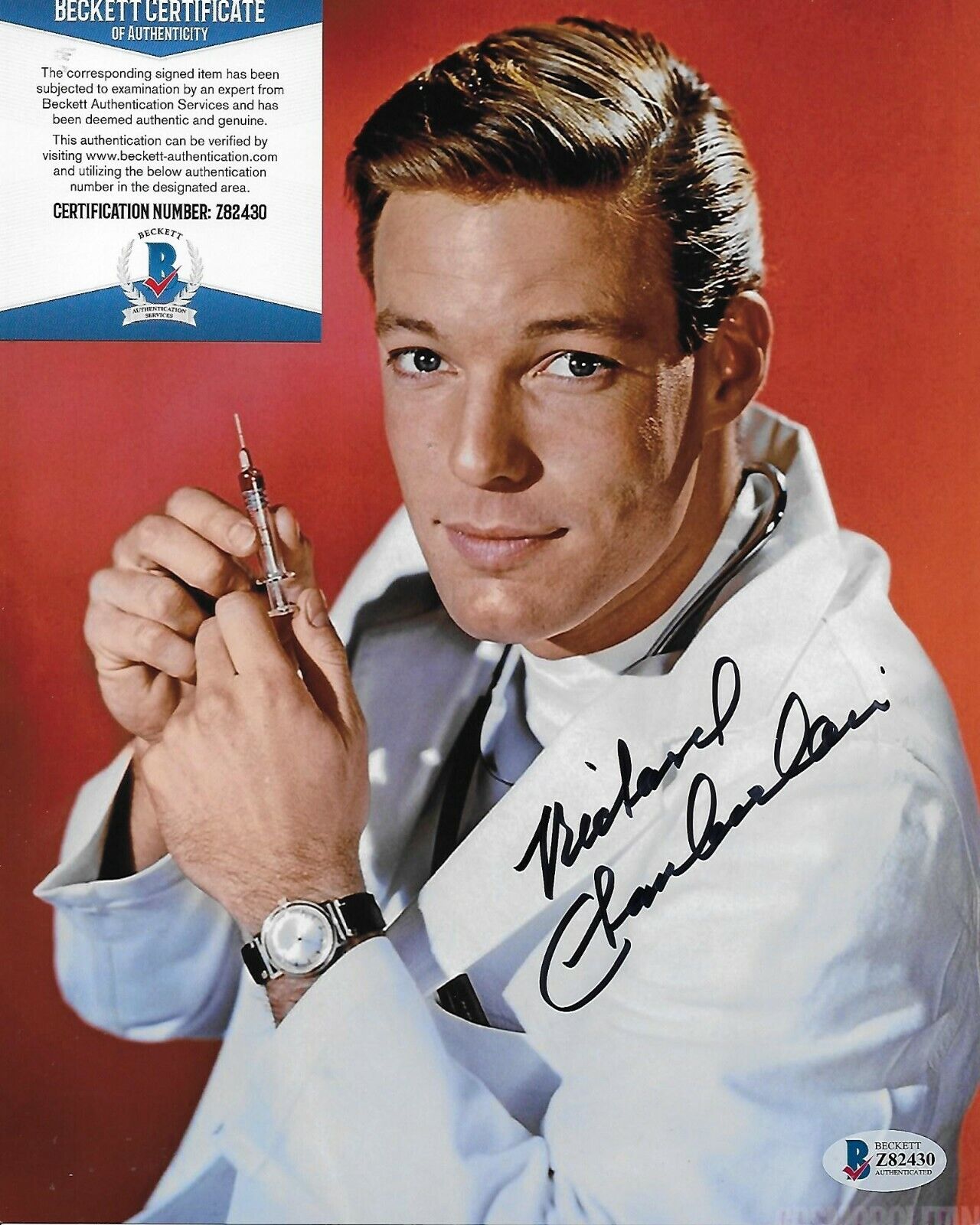 Richard Chamberlain Original Signed 8X10 Photo Poster painting w/Beckett COA #2