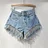 Chic Distressed Denim Shorts for Women - Spring-Summer 2025 Zara Style with Rhinestone Chains