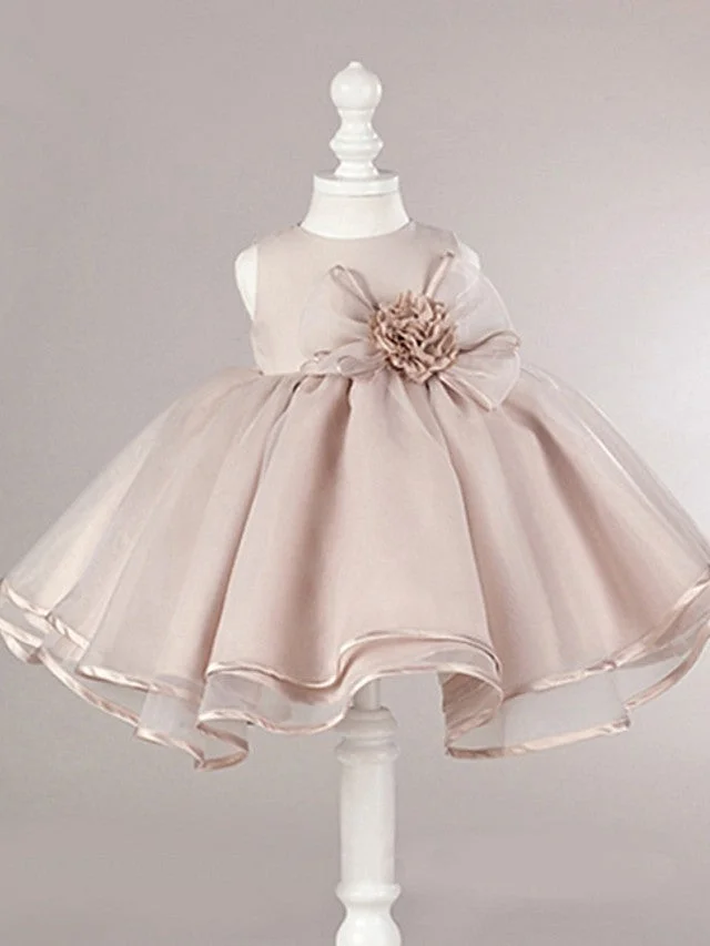 Hellodresses Ball Gown Sleeveless Jewel Neck Flower Girl Dresses Polyester With Bow