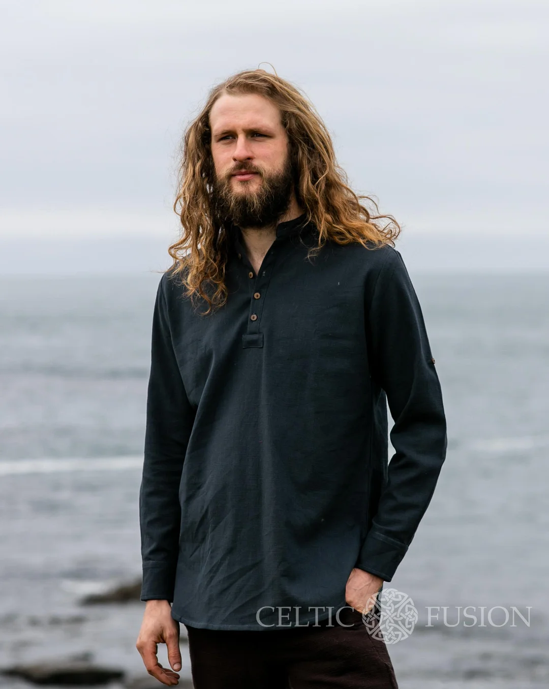 Quarter Button Folk Shirt