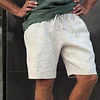 Men's Summer Loose Lace-Up Five-Point Pants Solid Color Linen Shorts by Inlyline