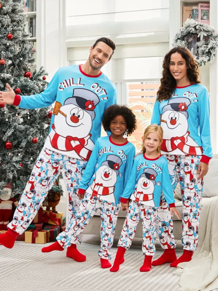 Frosty The Snowman Family Matching Christmas Snowman Pattern Pajama Set