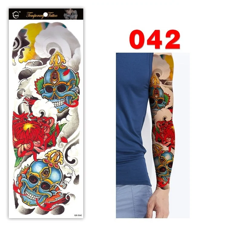 Full Arm Series Temporary Tattoo Full Arm Tattoo Sticker Lasting Waterproof Sweat Flower Arm Full Arm Tattoo Big Picture Sticker