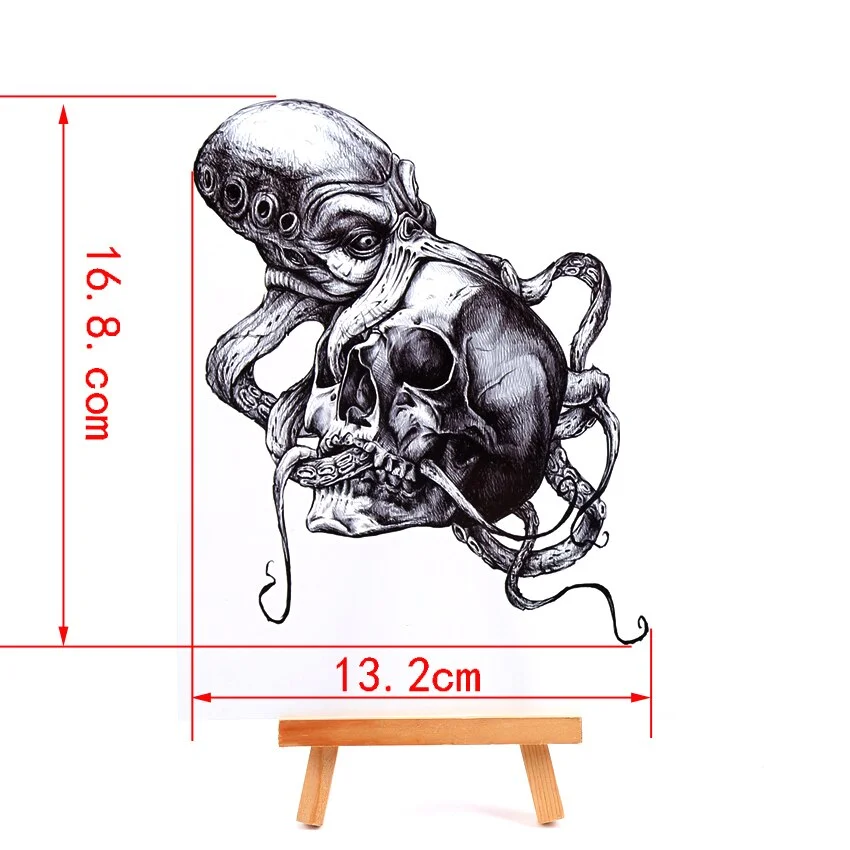 Terror of the octopus killer temporary tattoos men skull waterproof tatoo temporary stickers tatouage temporaire flash tattoo